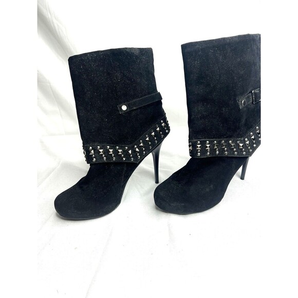 Dollhouse Women Faux Suede Black Stiletto Boots with silver studs size 11 - Picture 4 of 8